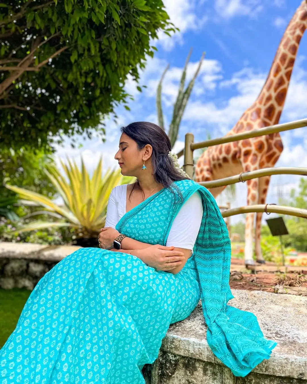 YOUTUBE ACTRESS VIRAAJITA IN TRADITIONAL YELLOW SAREE WHITE BLOUSE 2